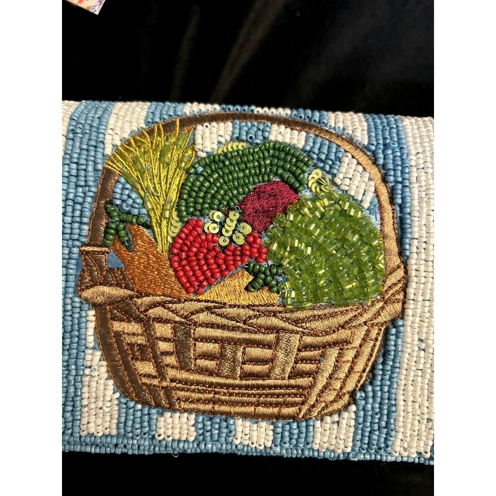 New Release Handcrafted in India Blue Striped Vegetable Beaded Bag Viral TikTok - Picture 2 of 9